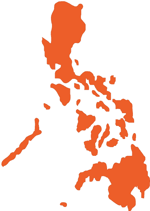 Map of the Philippines highlighted in the colors of the Philippine flag